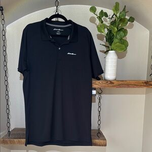 NWT Eddie Bauer Men's Resolution Pro Short-Sleeve Polo 2.0, Black, size L-Tall